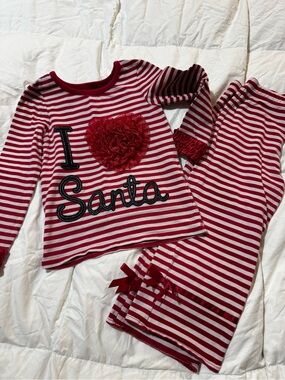 Kids Red Striped "I ♥ Santa" outfit size 2/3